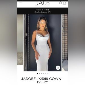 New- w/ tags: The Jadore JX5016 Gown in Ivory with a beaded sweetheart